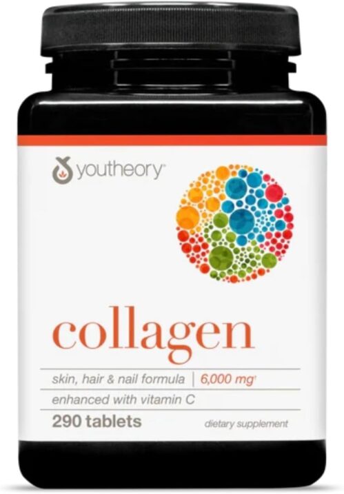 Youtheory Advanced Collagen – 6,000 mg Collagen – with Vitamin C – for Hair, Skin & Nails* – Collagen Supplements for Women and Men – 290 Tablets