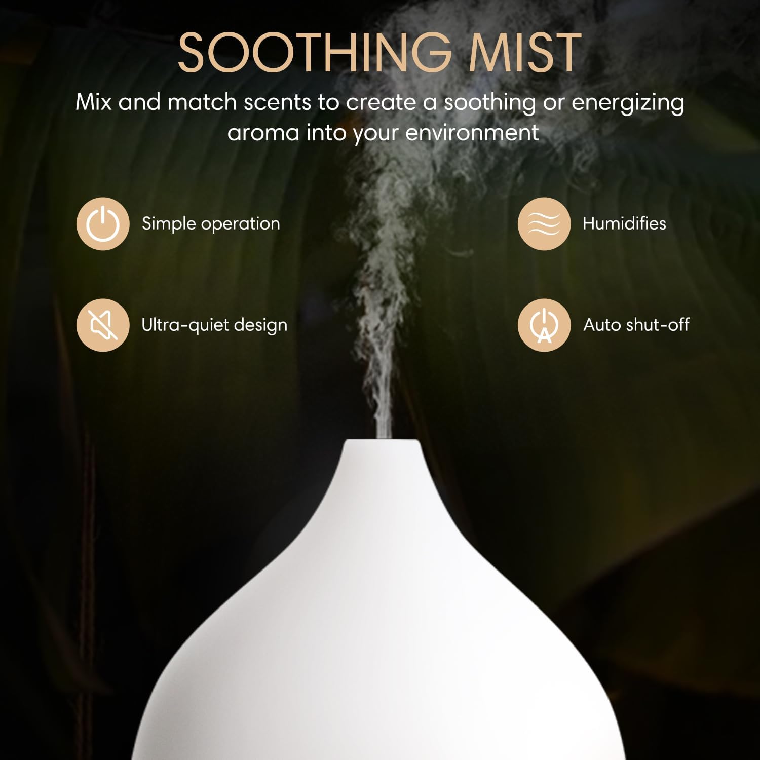 SALKING Essential Oil Diffuser, 100ml Small Aromatherapy Diffuser with Auto Shut-Off Function, Ultrasonic Diffusers for Essential Oils, Cool Mist Humidifier with Warm White Lights, for Office Home - Image 3
