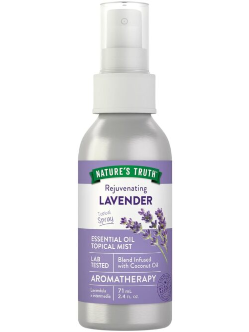 Nature’s Truth Lavender Essential Oil Spray | 2.4 fl oz | for Room Aroma Mist, Topical Use, & Yoga