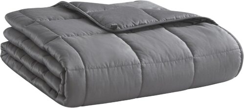 L’AGRATY Weighted Blanket for Adults- Dark Grey, 48″x72″, 15lbs, Twin Full Size Heavy Throw Blanket, Cooling, Breathable, Microfiber with Glass Beads, Big, Washable, All-Season
