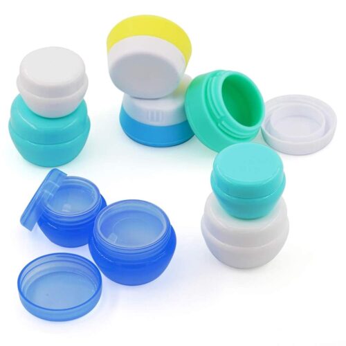Cosywell Travel Containers Sets Silicone & PP Cream Jars for Toiletries Empty Lotion Leak-proof & TSA Approved Bottles Accessories with Hard Sealed Lids for Cosmetic Makeup Face Cream (9 Jars)