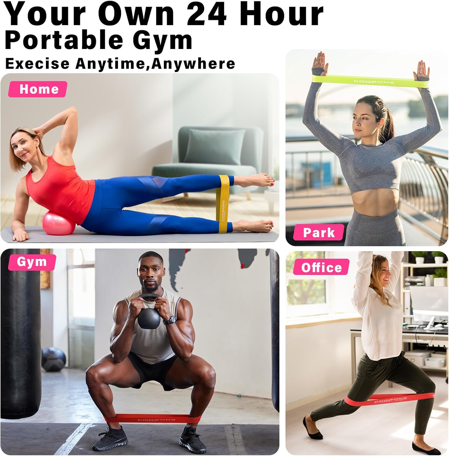 Resistance Bands for Working Out, Exercise Bands for Women & Men, Latex Elastic Bands for Yoga, Pilates, Rehab, Fitness and Home Workout, Strength Bands for Booty - Image 6