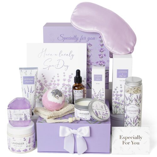 Lavender Spa Gifts Set, 11 Pcs Bath Gift Set for Women, Relaxing Spa Gifts, Bath Spa Gift Basket for Women, Self Care Package Gifts, , Home Spa Products, Birthday Gifts for Women Valentine’s Day