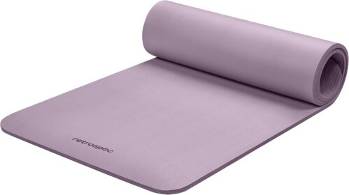 Retrospec Solana Yoga Mat 1/2″ Thick w/Nylon Strap for Men & Women – Non Slip Exercise Mat for Yoga, Pilates, Stretching, Floor & Fitness Workouts