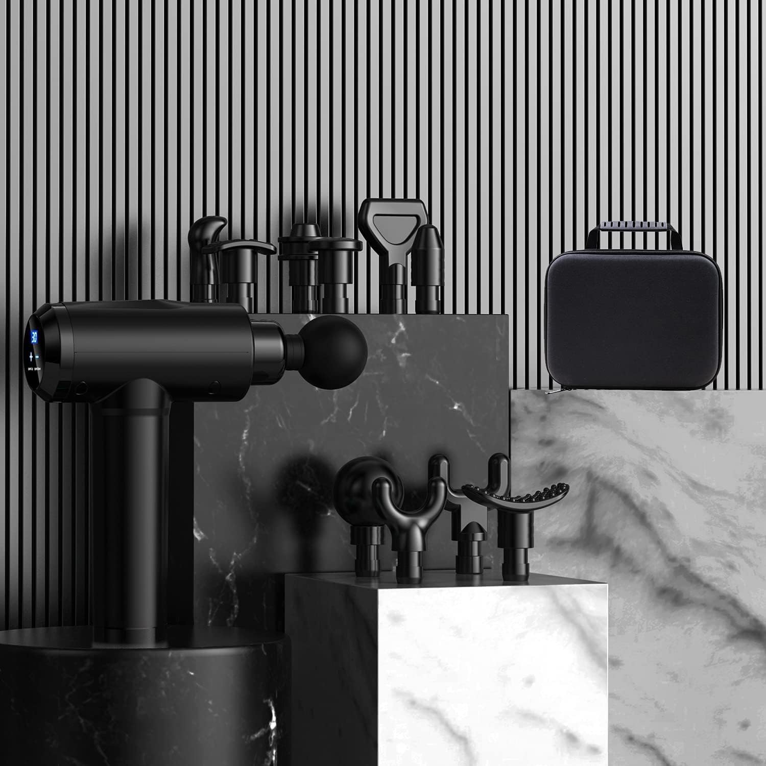 Massage Gun Deep Tissue Percussion Handheld Body Back Muscle Massager with 8 Massage Heads and LCD Touch Screen for Athletes - Image 6