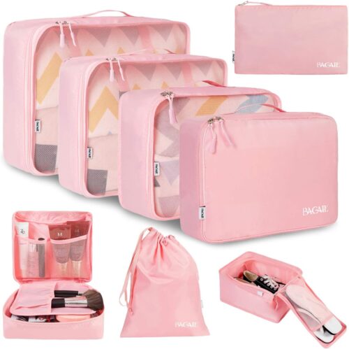 BAGAIL 8 Set Packing Cubes Luggage Packing Organizers for Travel Accessories (Blush Pink)