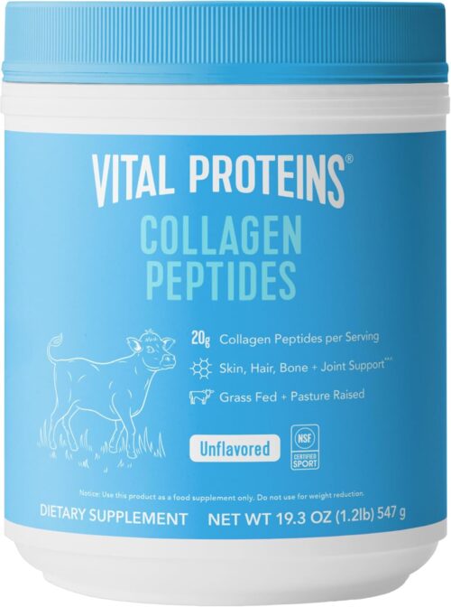 Vital Proteins Hydrolyzed Collagen Peptides Powder, Promotes Hair, Nail, Skin, Bone and Joint Health, Zero Sugar, Unflavored 19.3 oz