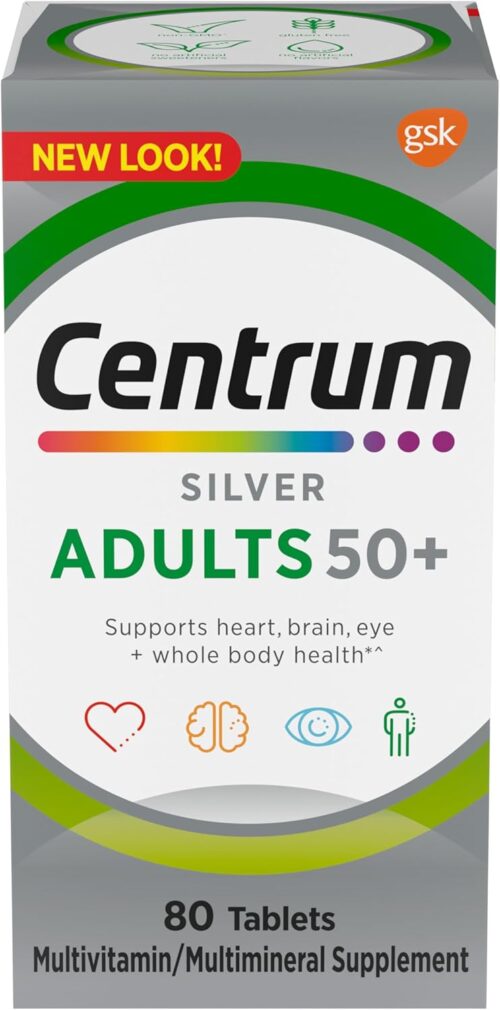 Centrum Silver Adult (80 Count) Multivitamin/Multimineral Supplement Tablet, Vitamin D3, Age 50+