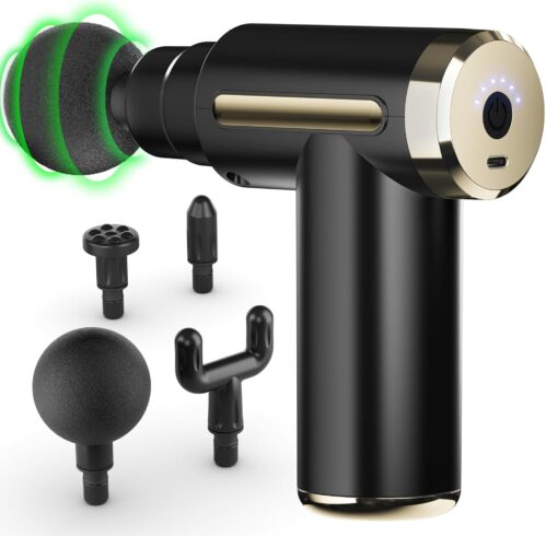 cotsoco Massage Gun Deep Tissue for Pain Relief with 4 Massage Heads & 6 Speeds, Electric Mini Handheld Body Massager for Any Pain Relief, Best Gifts for Dad and Mom