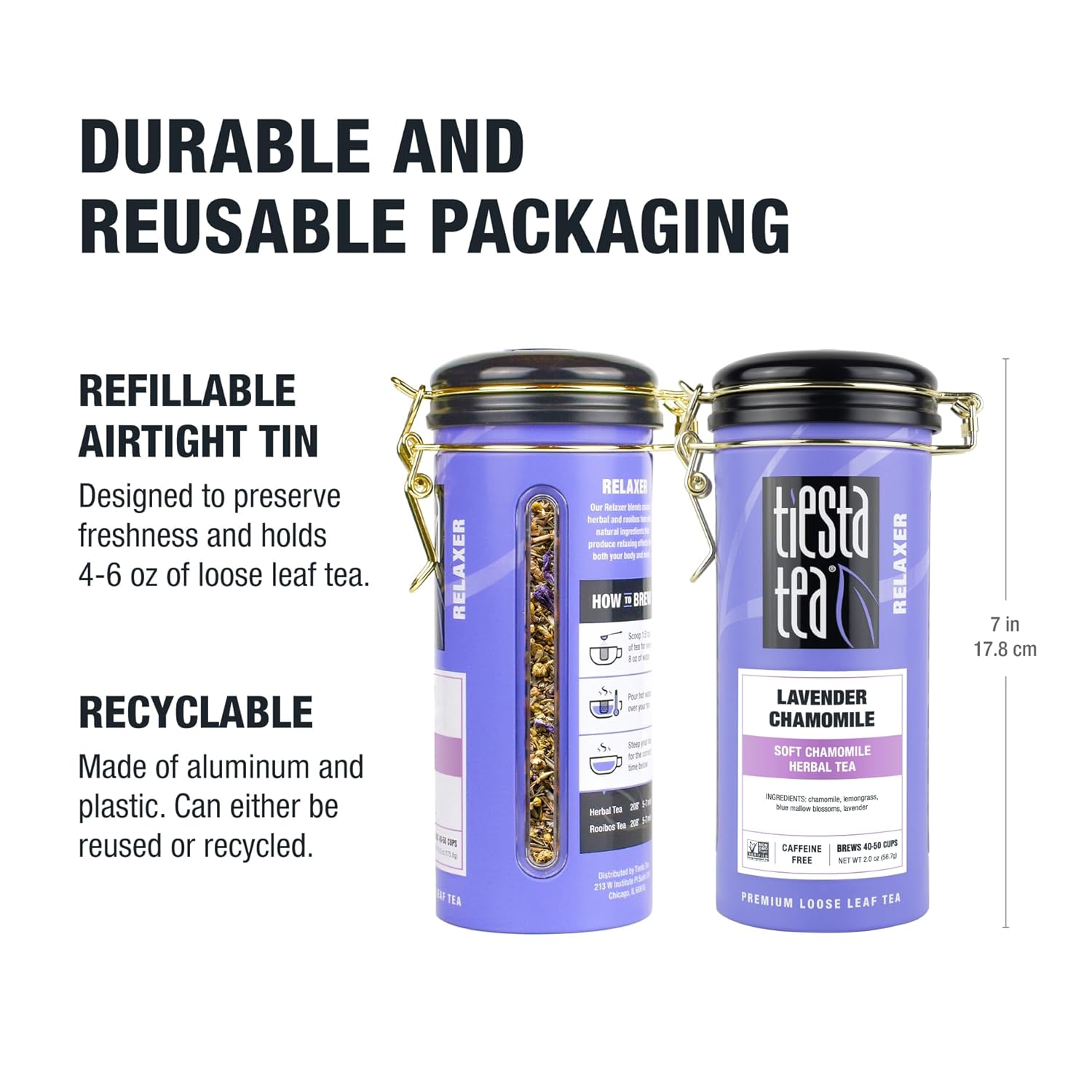 Tiesta Tea - Lavender Chamomile Herbal Tea | Loose Leaf | Calming Blend with Chamomile | Lavender | Lemongrass | Caffeine-Free Herbal | Great for Hot or Iced Brews | Refillable Tin | 50 Cups | 2 Ounce - Image 9
