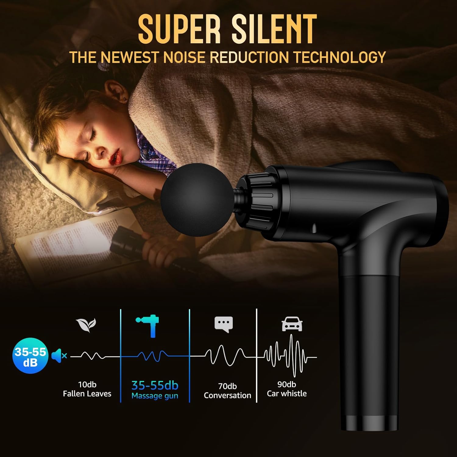 Massage Gun Deep Tissue, Handheld Electric Muscle Massager, High Intensity Percussion Massage Device for Pain Relief with 9 Attachments & 30 Speed(Black) - Image 5