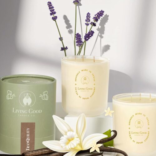 Tranquility – Vanilla & Lavender Pure Beeswax – 90+ Hours Long Burning Classically Designed Non-Toxic Scented Candles for Relaxing and Aromatherapy to Stress & Anxiety Relief – 15 oz