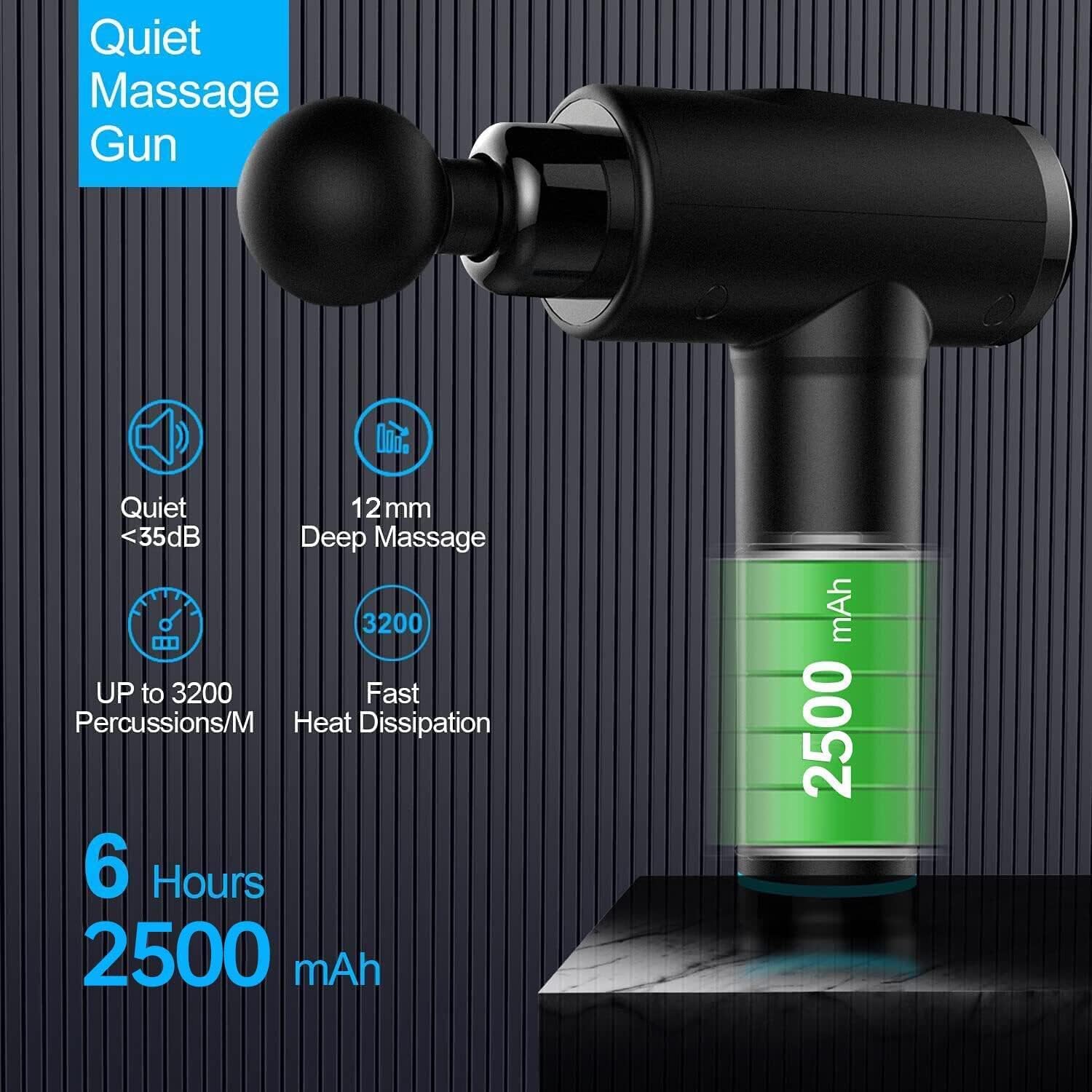 Massage Gun Deep Tissue Percussion Handheld Body Back Muscle Massager with 8 Massage Heads and LCD Touch Screen for Athletes - Image 3