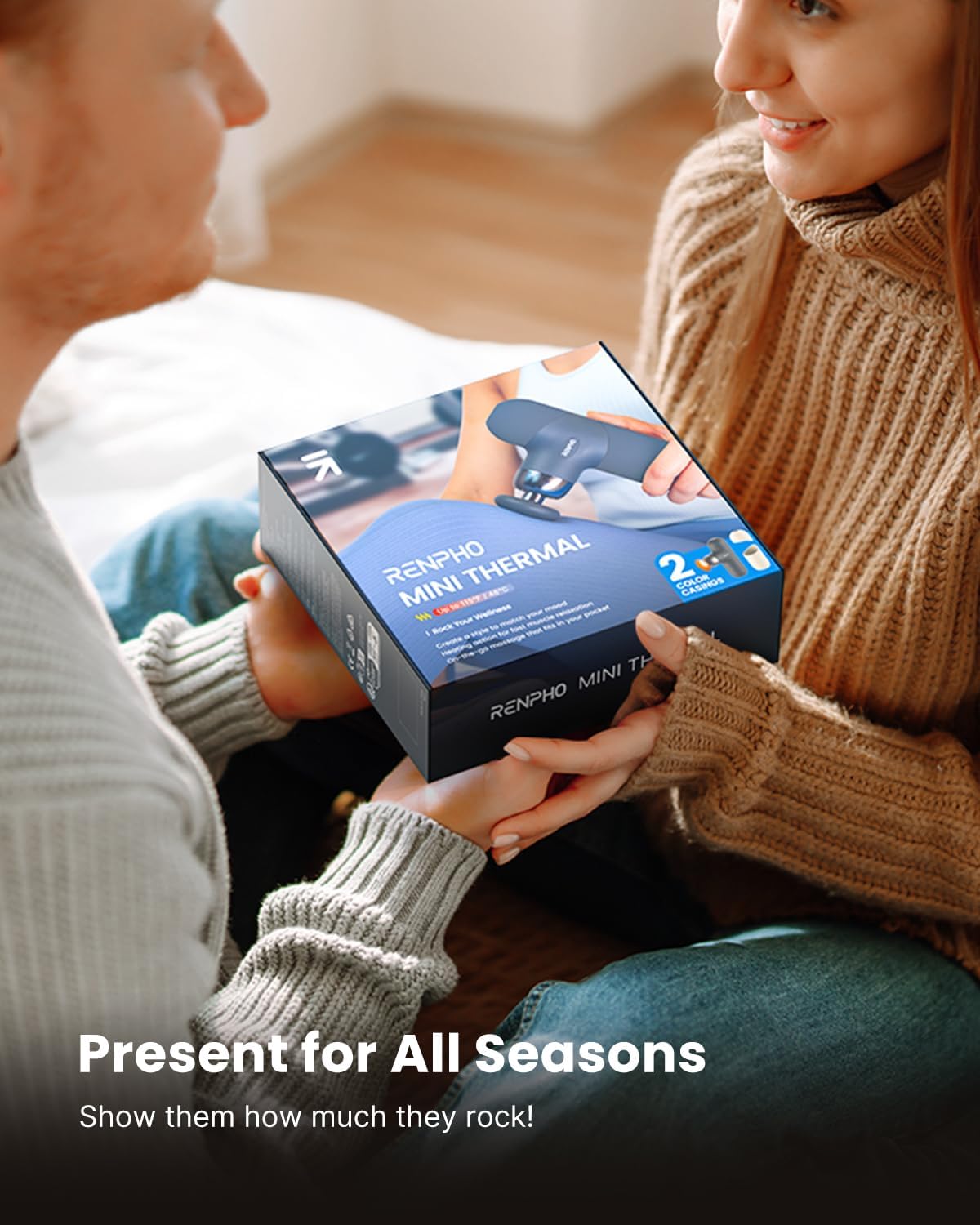 RENPHO Mini Thermal Massage Gun with Heat, FSA HSA Eligible Portable Deep Tissue Percussion Massager, Color Silicone Sleeves Travel Size with Carry Case, Grey - Image 6