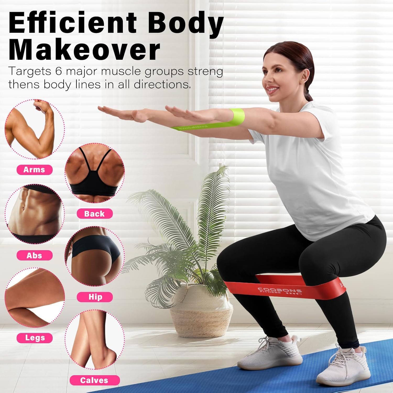 Resistance Bands for Working Out, Exercise Bands for Women & Men, Latex Elastic Bands for Yoga, Pilates, Rehab, Fitness and Home Workout, Strength Bands for Booty - Image 4