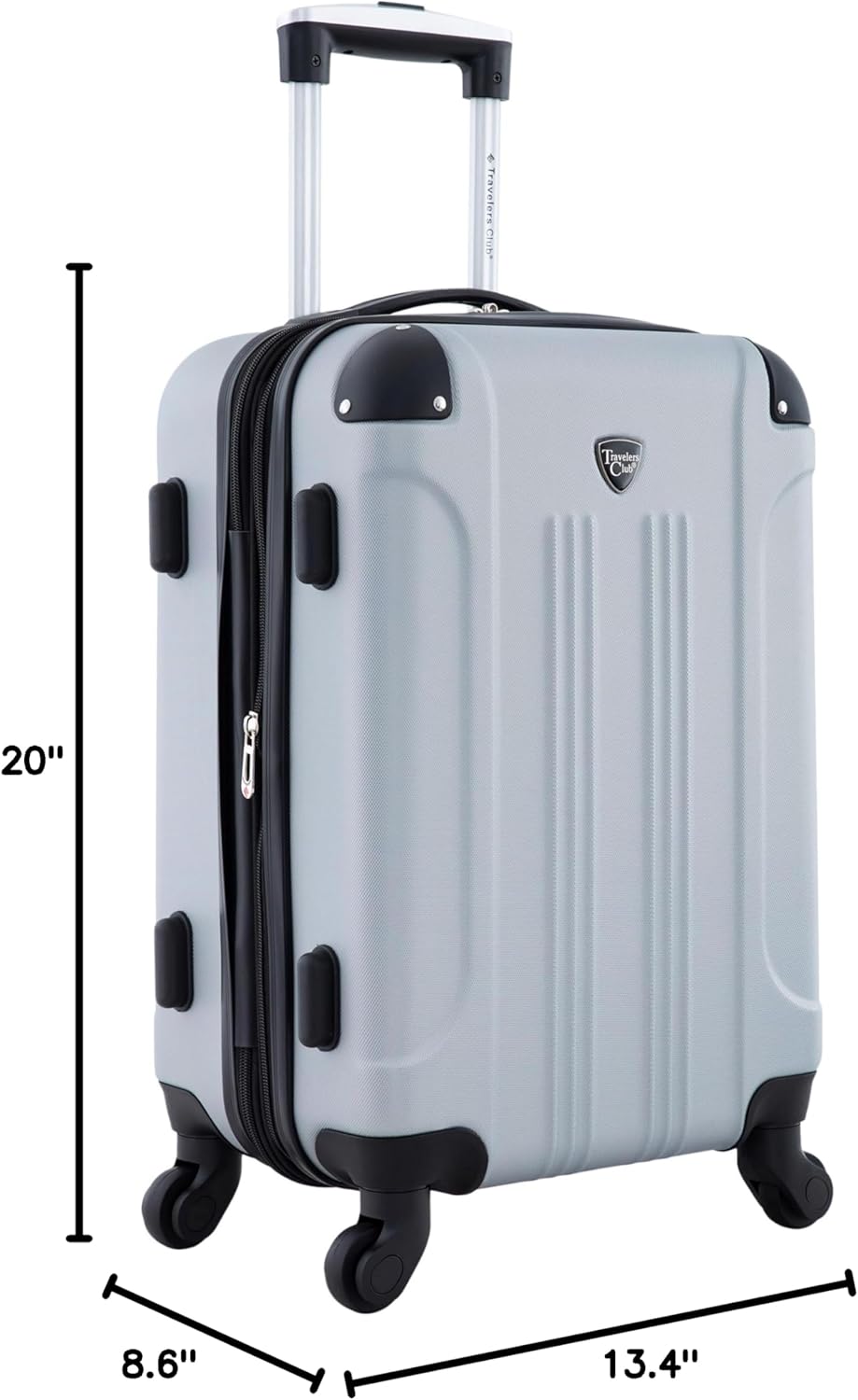 Travelers Club Chicago Hardside Expandable Spinner Luggage, Silver, 20" Carry-On - Image 8