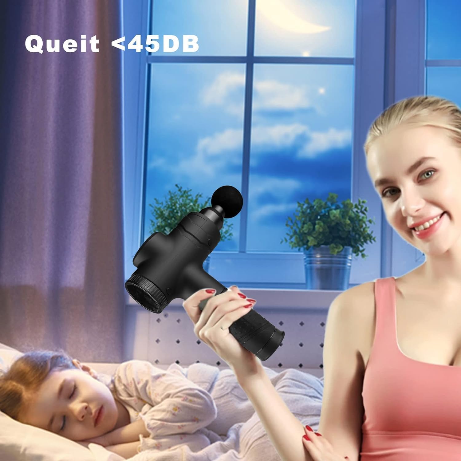 Massage Gun Deep Tissue, Muscle Percussion Back Neck Head Handheld Hammer Massager for Athletes, 30 Speed Level, LED Touch Screen, Long Battery Life with 10 Heads - Image 3