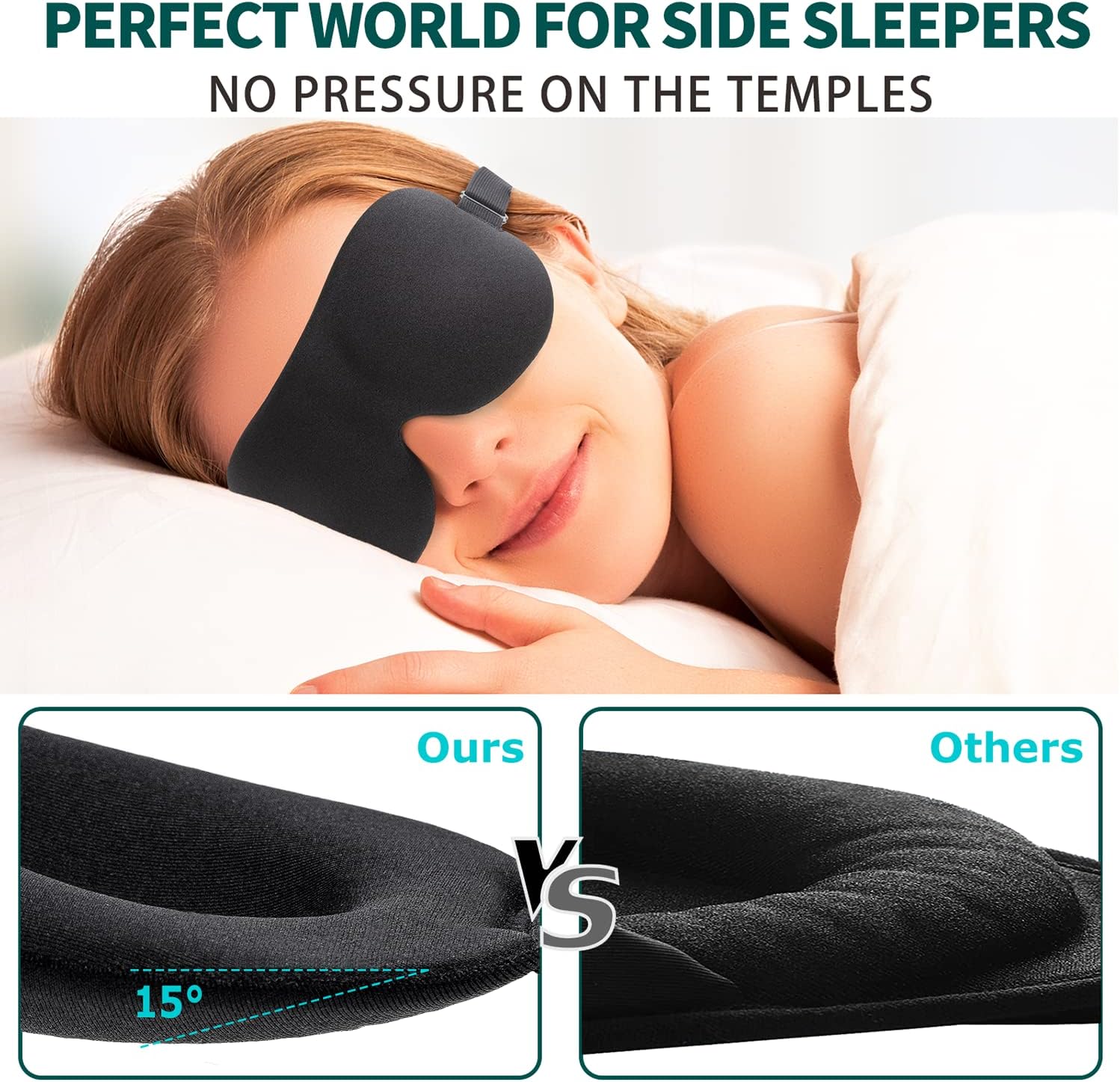 NEWVANGA Sleep Mask for Back and Side Sleeper, Block Out Light, Sleeping Eye Mask of 3D Night Blindfold, Zero Eye Pressure Ultralight Travel Eye Cover Black - Image 3