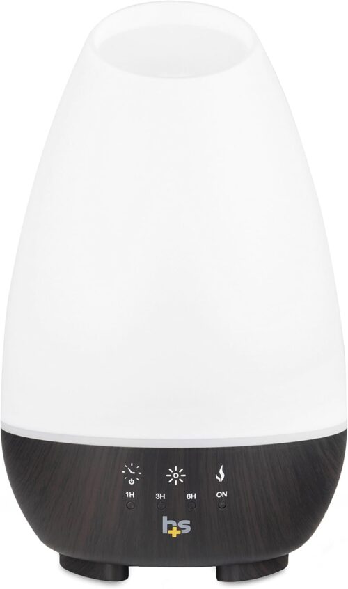 HealthSmart 500ML Essential Oil Diffuser for Large Rooms, Cool Mist Humidifier and Aromatherapy Diffuser, Adjustable Timer, Mist Mode and 7 LED Light Colors, White (Pack of 1)