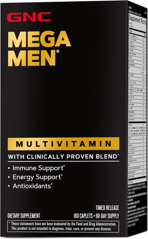 GNC Mega Men Multivitamin | Antioxidants, Heart Health, and Immune Support | 180 Count