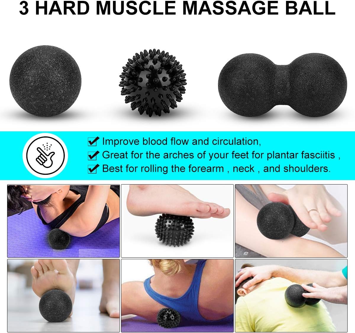 Foam Roller Set - High Density Back Roller, Muscle Roller Stick,2 Foot Fasciitis Ball, Stretching Strap, Massage Ball for Whole Body Physical Therapy & Exercise, Yoga, Back Pain, Leg, Deep Tissue - Image 5