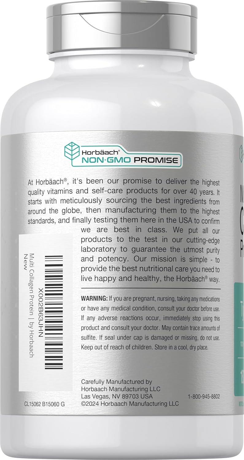 Horbäach Multi Collagen Protein 2000 mg | 180 Capsules | Hydrolyzed Collagen Type I, II, III, V, X | Keto & Paleo Friendly, Non-GMO, Gluten Free Supplement - Image 3