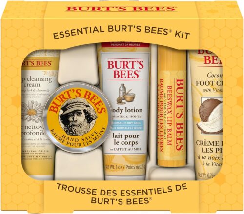 Burt’s Bees Gifts Ideas – Essential Everyday Beauty Set, 5 Travel Size Products – Deep Cleansing Cream, Hand Salve, Body Lotion, Foot Cream and Lip Balm