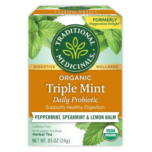 Traditional Medicinals Tea, Organic Triple Mint, Supports Healthy Digestion, Includes 16 Tea Bags