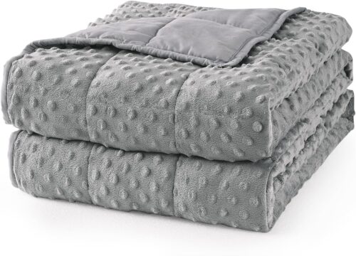 Mr. Sandman Weighted Blanket for Adults Queen, Minky Dots Heavy Blanket for Woman,Man Sleeping/Calm, Soft, Cozy and Cooling Weighted Throw Blankets, Machine Washable, 60 x 80in, 15 Pounds, Grey