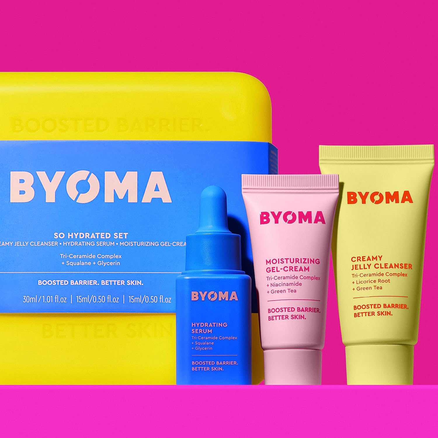 BYOMA So Hydrating Set - Barrier Repair Skincare Set - Creamy Jelly Cleanser, Hydrating Face Serum & Ceramide Face Moisturizer for Dry Skin - Anti Wrinkle, Alcohol Free Skin Care - 30ml, 15ml, 15ml - Image 3