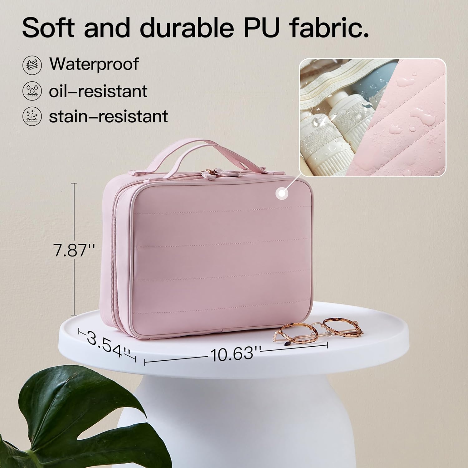 Toiletry Bag, Travel Bag for Women & Men, Portable Cosmetic Bag with Hanging Hook, Durable, Waterproof for Shampoo, Makeup, Essentials, Toiletries Acessories (Pink) - Image 3