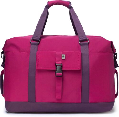 SUNNY BIRD Duffel with Utility Pouch, 40L Weekender Overnight Bag with Shoe Compartment for Travel and Sports (Purple)