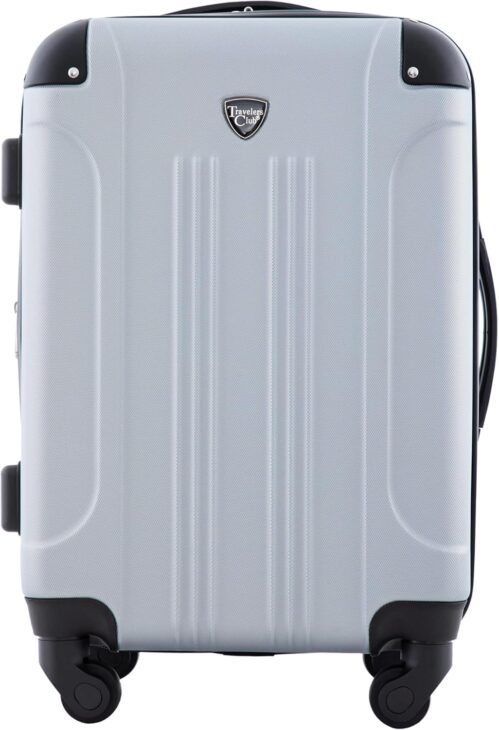 Travelers Club Chicago Hardside Expandable Spinner Luggage, Silver, 20″ Carry-On