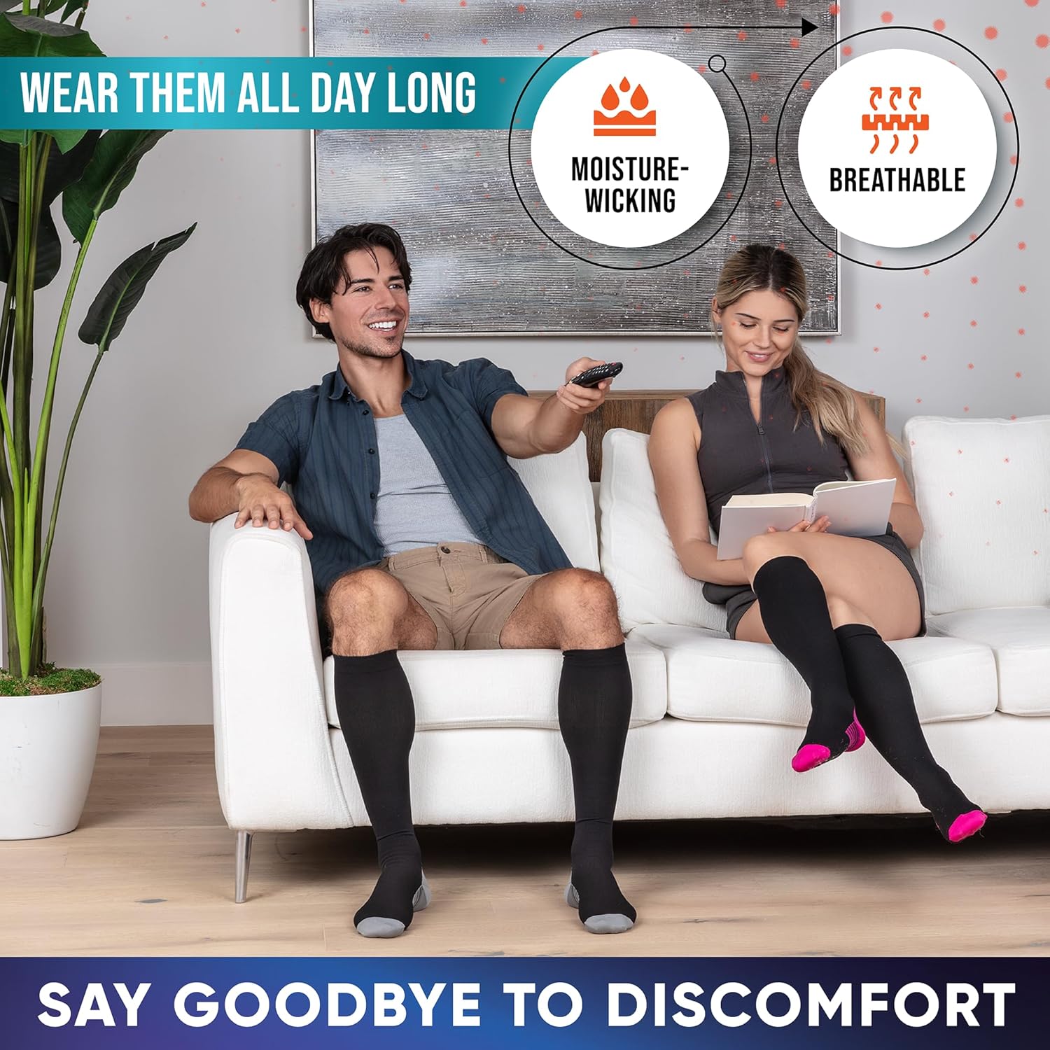 Compression Socks for Women and Men - Best Support for Running, Flying, Pregnancy - Knee High Graduated Compression Stockings - Image 3