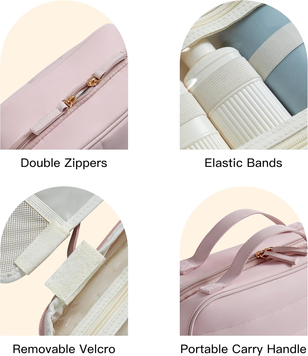 Toiletry Bag, Travel Bag for Women & Men, Portable Cosmetic Bag with Hanging Hook, Durable, Waterproof for Shampoo, Makeup, Essentials, Toiletries Acessories (Pink) - Image 5