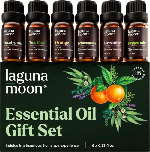 Essential Oils Set – Top 6 Blends for Diffusers, Home Care, Candle Making Scents, Fragrance, Aromatherapy, Humidifiers, Gifts – Peppermint, Tea Tree, Lavender, Eucalyptus, Lemongrass, Orange (10mL)