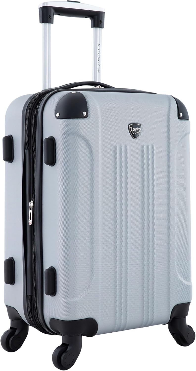 Travelers Club Chicago Hardside Expandable Spinner Luggage, Silver, 20" Carry-On - Image 3