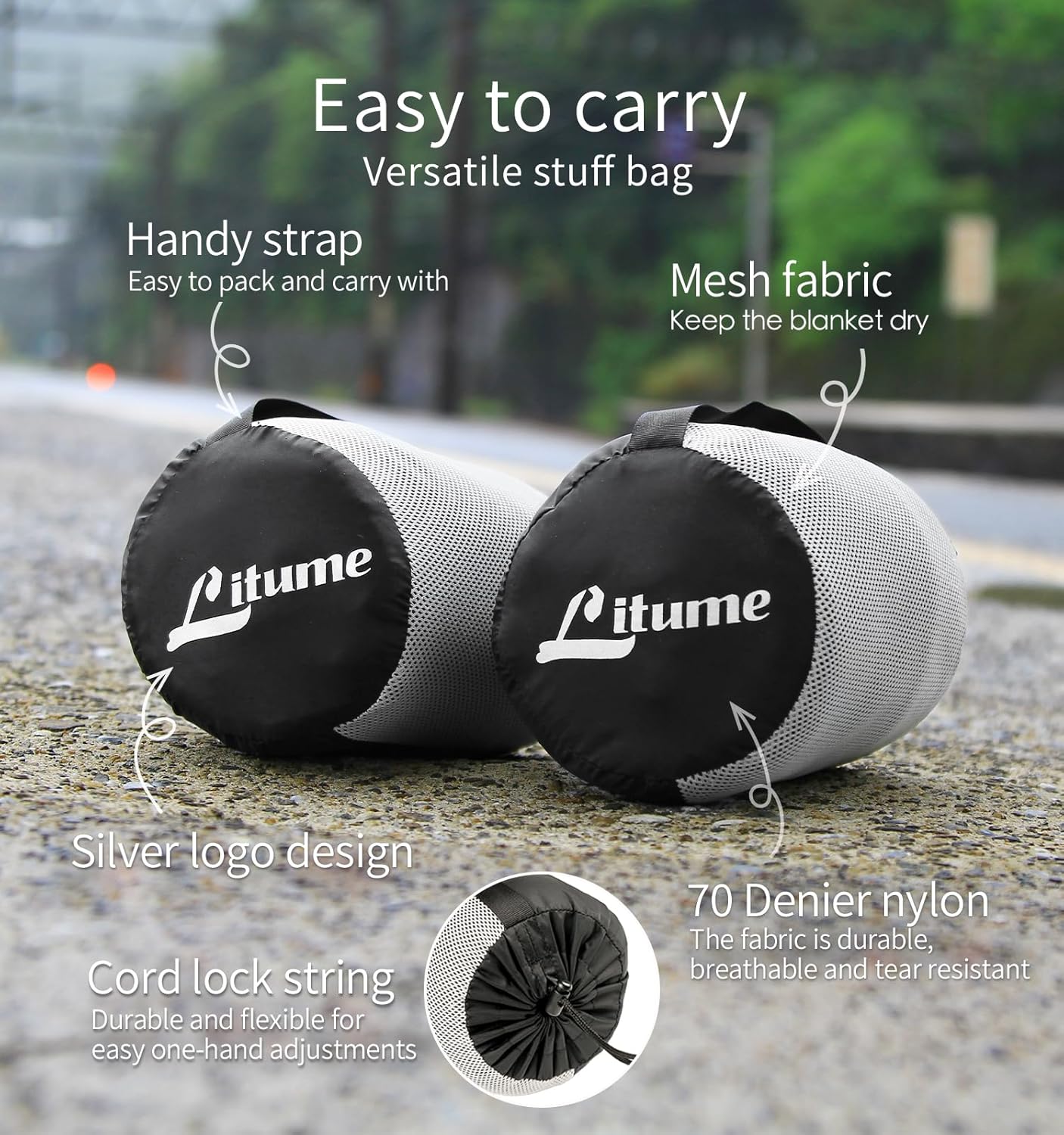 Travel Blanket Lightweight and Breathable, 67 x 48 Soft Airplane Blanket for Travelers, Foldable Camping Sheet with Stuff Sack for Train, Camp, Traveling (Velvet/Fleece) - Image 5