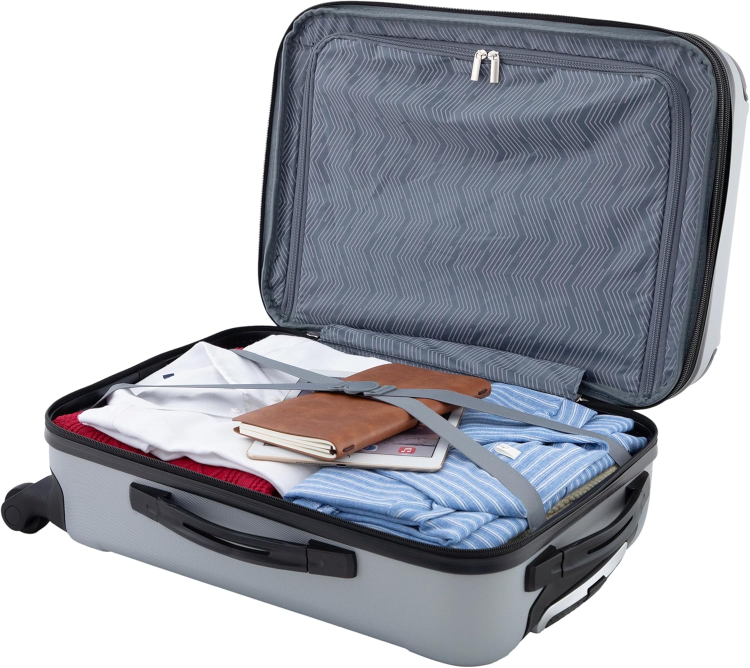 Travelers Club Chicago Hardside Expandable Spinner Luggage, Silver, 20" Carry-On - Image 5