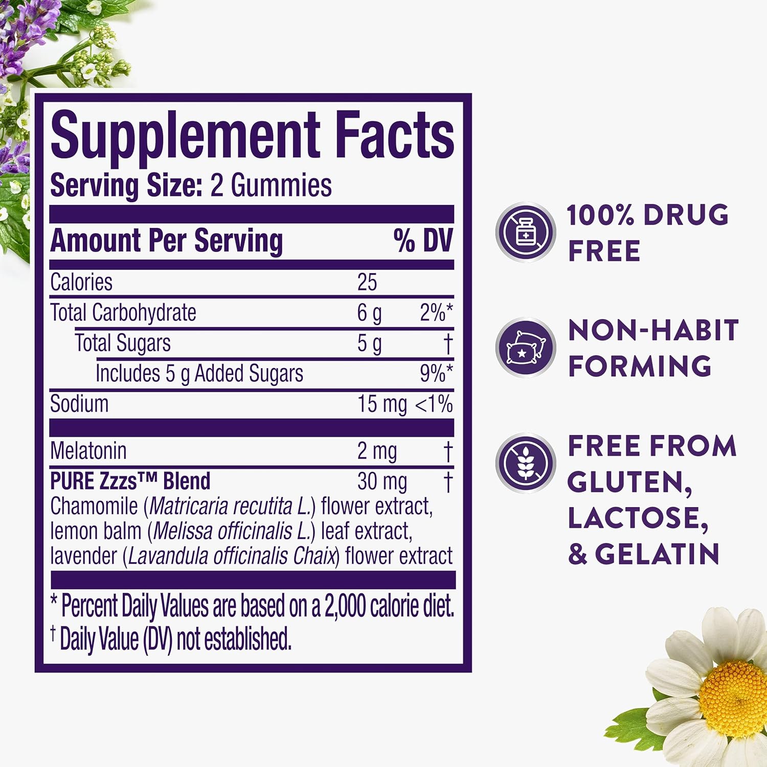 ZzzQuil PURE Zzzs Melatonin Gummies, Sleep Aid, Melatonin 2mg, with Chamomile & Lavender, Melatonin Sleep Gummies, Sleep Aids for Adults, Wildberry Vanilla Flavored, 72 Sleep Gummies - Image 6