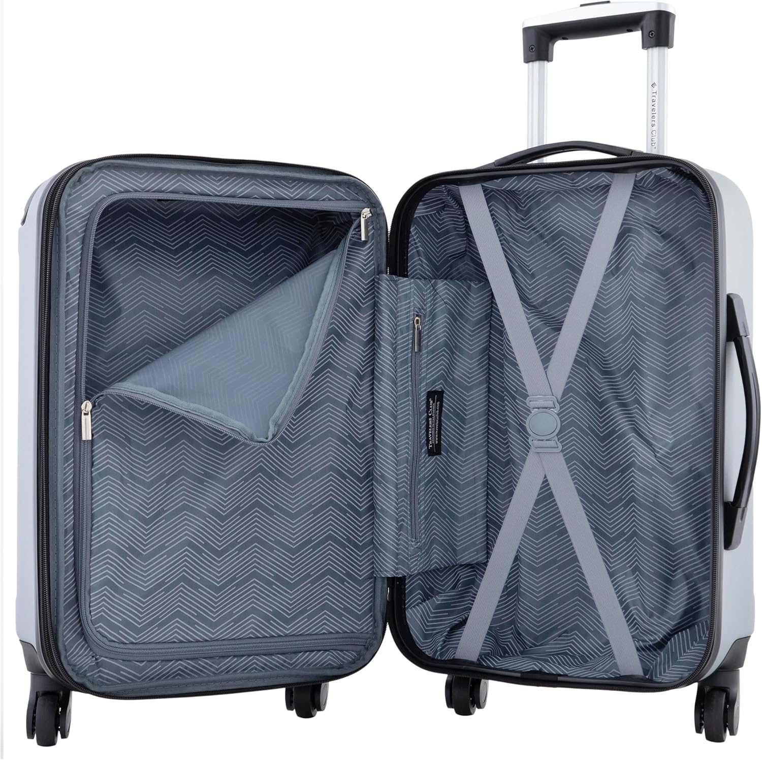 Travelers Club Chicago Hardside Expandable Spinner Luggage, Silver, 20" Carry-On - Image 4